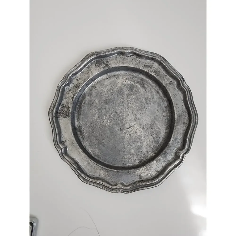Vintage Crown Castle Ltd Pewter Plate 12 Pc Made in USA Dinner & Salad Plates